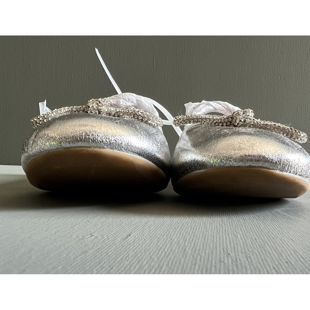 Nina Girls Mary Jane Ballet Flats Size 6 Silver metallic Kendalla Rhinestone - Picture 2 of 9